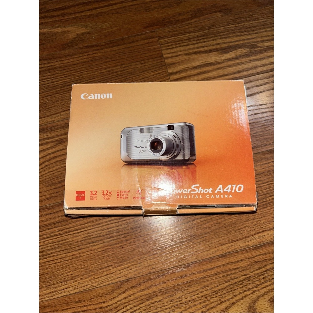 Vtg Digicam Canon PowerShot A410 3.2MP Digital Camera - Silver W/Box Works